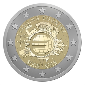 Picture of 2 Euromunt 2012 Nederland 10 Jaar Euro UNC