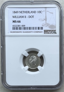 Picture of 10 cent 1849 met punt NGC MS66